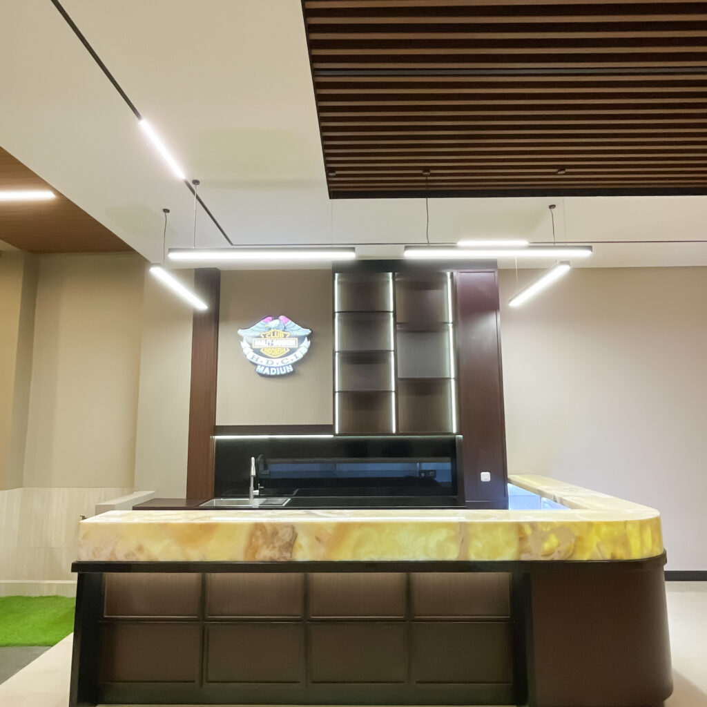 desain bar table custom dark walnut TAP IDEA Interior